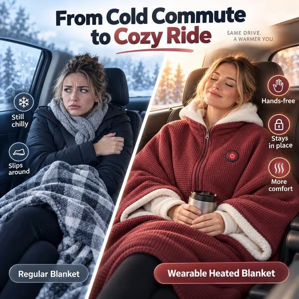 ❄️ Wearable Heated Blanket Poncho – USB Powered Hands-Free Cozy Warmth 🔋