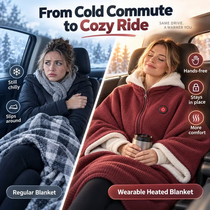 ❄️ Wearable Heated Blanket Poncho – USB Powered Hands-Free Cozy Warmth 🔋