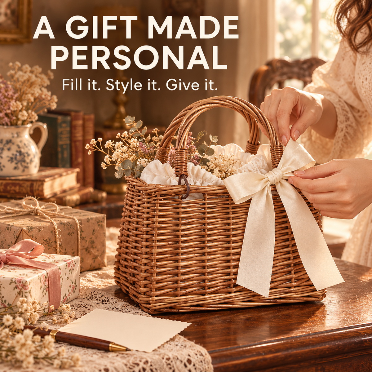 Rattan Wicker Gift Basket – DIY Decorative Handbag