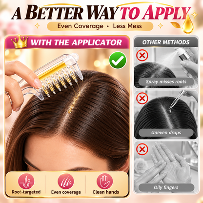 💧 Refillable Scalp Oil Applicator Comb – Precision Roller Massage for Easy, Even Hair Root Care
