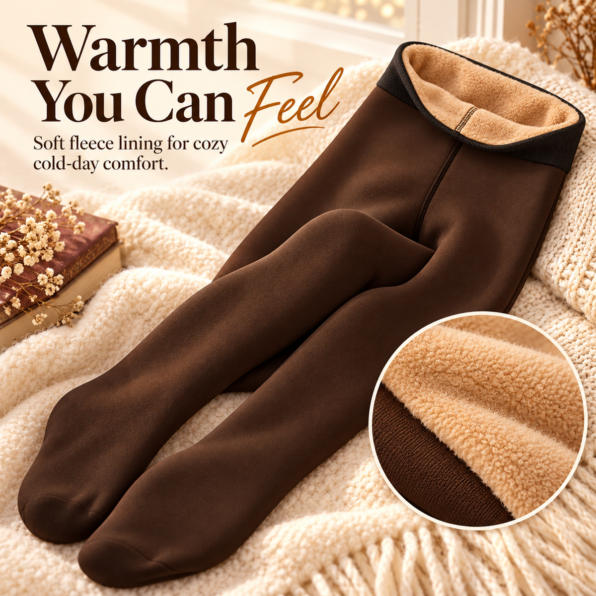 Women’s Fleece-Lined Sheer-Look Tights | High-Waisted & Cozy 🖤