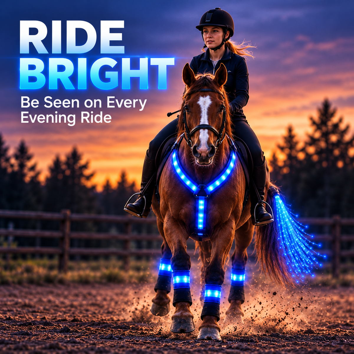 🐎LED Light-Up Horse Harness & Fiber-Optic Tail Accessory Set🌙