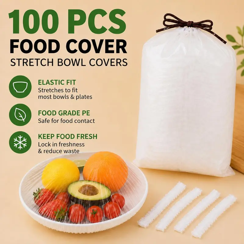 🔥100Pcs Versatile Stretch-to-Fit Disposable Food Covers Fresh Keeping Bags