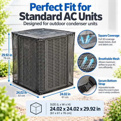 Heavy-Duty Mesh Outdoor AC Cover （24*24*30in）