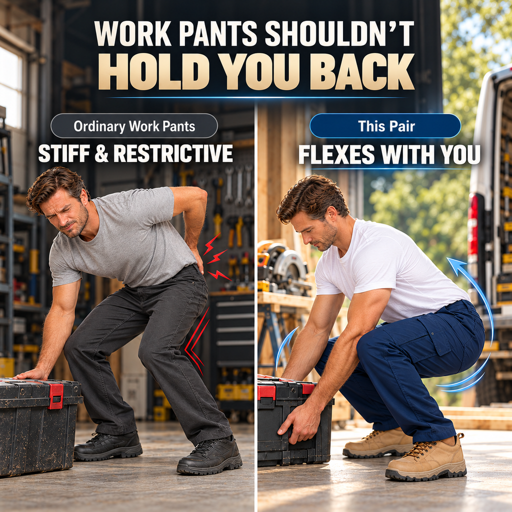 Men’s Flexible Stretch Regular Fit Cargo Pants | Comfort Straight Leg Work Pants with Expandable Pockets