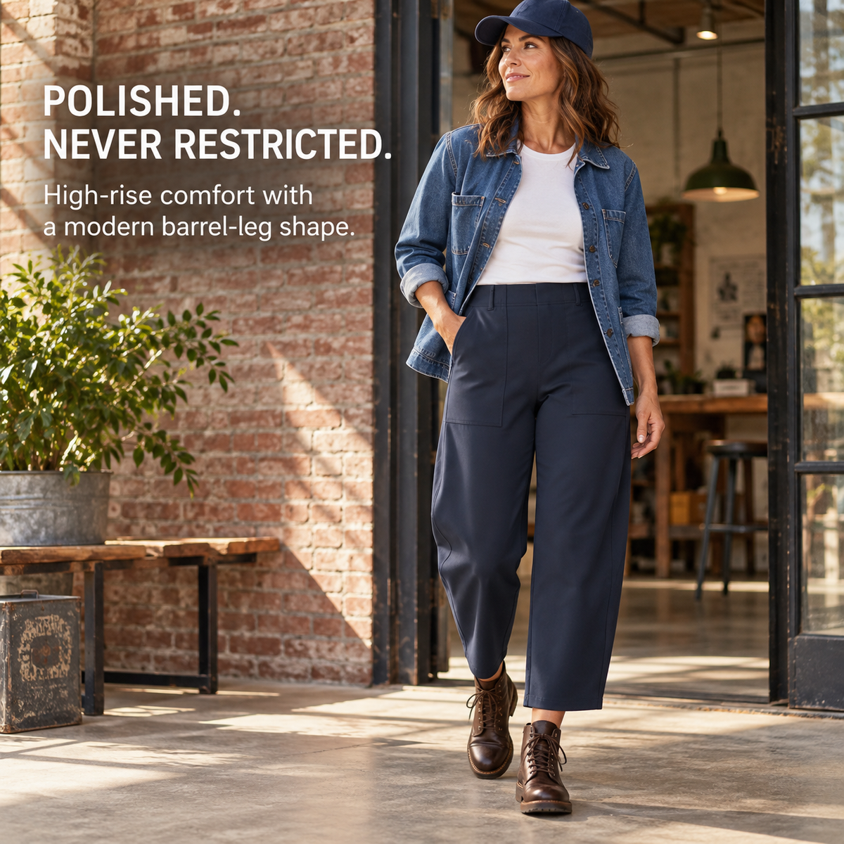 Women's High-Waisted Barrel-Leg Cargo Pants – Relaxed-Fit Casual Trousers