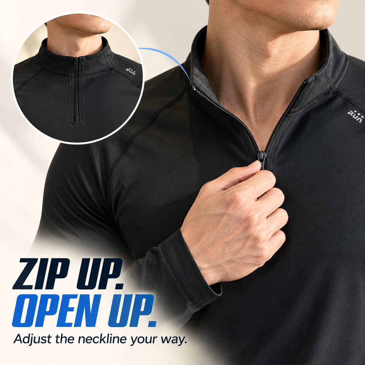 Men’s Half-Zip Long Sleeve Pullover – Stretch Comfort & Everyday Style