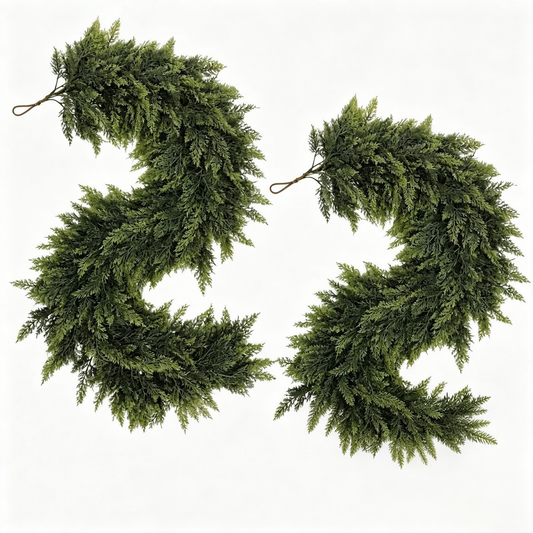 6ft Artificial Cedar Garland – Extra-Full Winter Greenery Pine Wreath