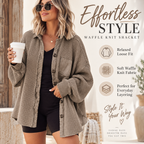 Women's Relaxed Waffle Knit Shacket