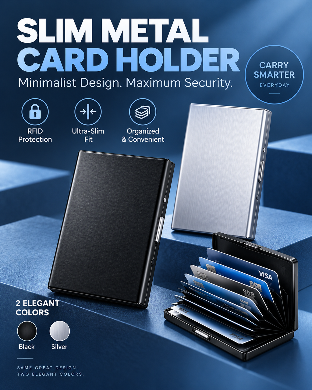 💳 RFID Blocking Leather & Metal Card Case - Slim Business & Credit Card Holder