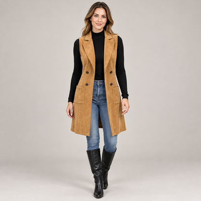Women’s Vintage Suede-Look Longline Vest