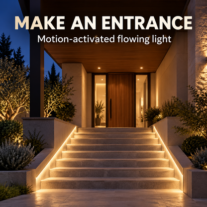 Motion Sensor LED Strip Lights – Dynamic Flowing Effects, USB Powered, Cuttable for Stairs & Home