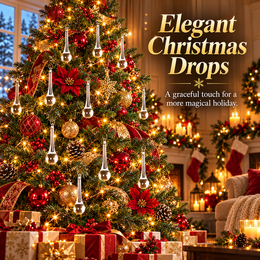 🎄50 PCS Crystal Teardrop Christmas Ornaments – Add Sparkle to Your Holidays!✨
