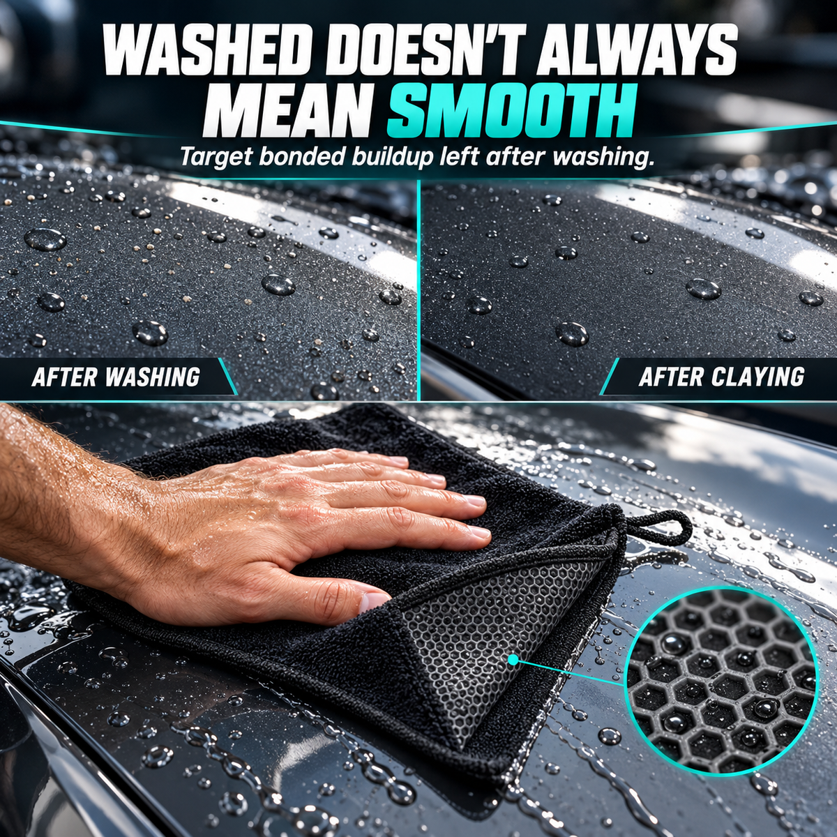 🚗The Faster Way to Clay:  Premium Polymer Clay Towel for a Mirror-Smooth Finish