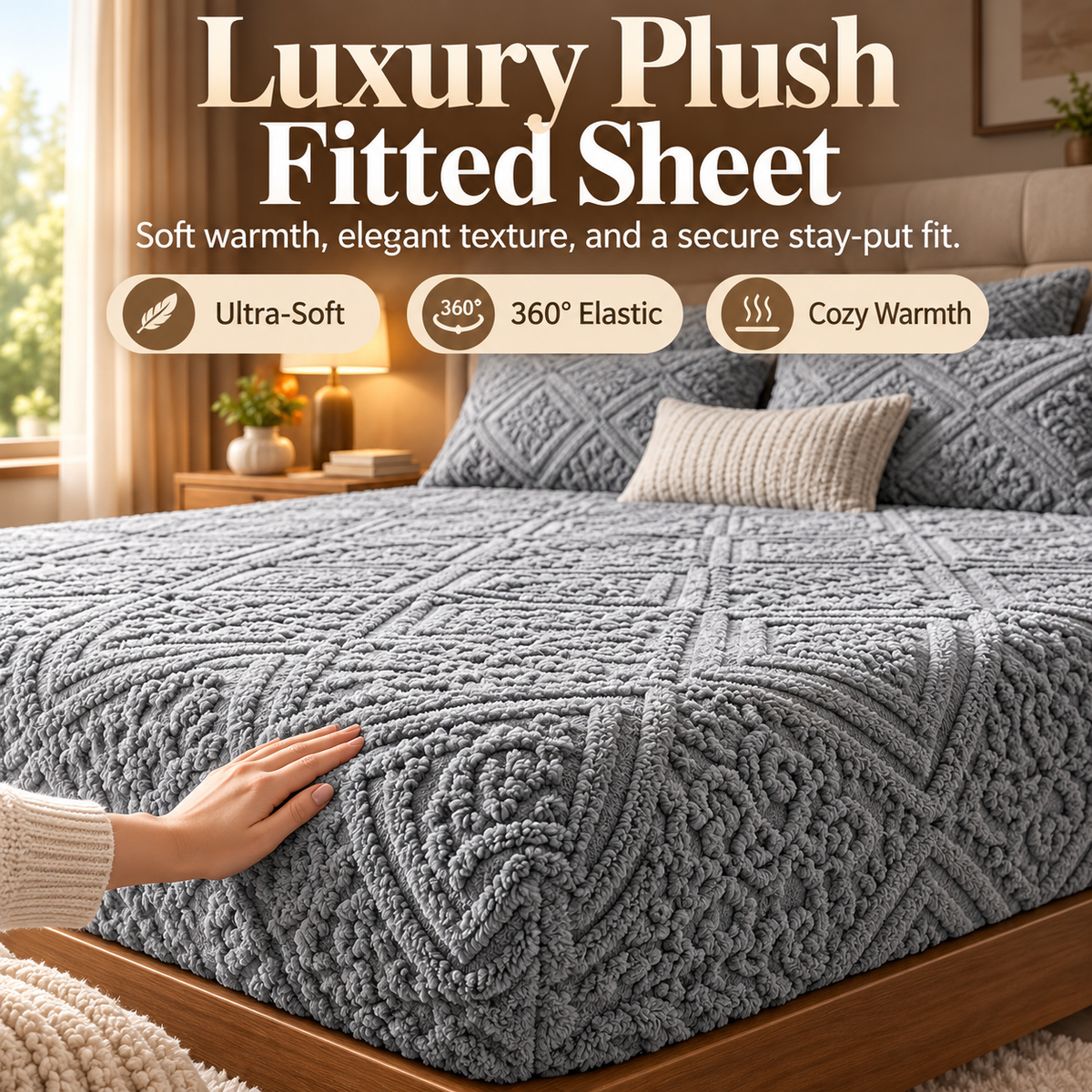 Luxury Flannel 3D Plush Fitted Sheet – Ultra-Soft, Cozy Warmth & 360° Stay-Put Fit