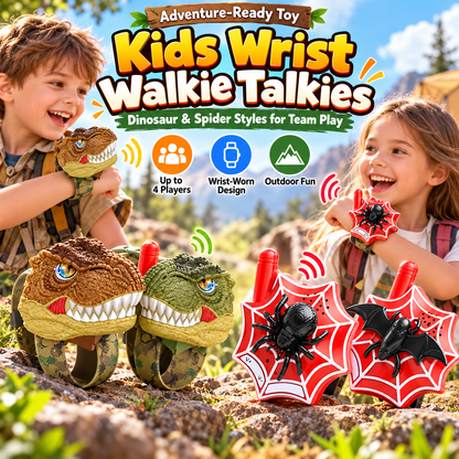 2-Pack Kids Walkie Talkies – Up to 4 Players, 3280FT Range, Fun Dinosaur & Spider Wrist Toys