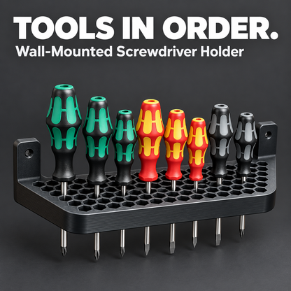 Wall Mounted Screwdriver Organizer – Space-Saving Honeycomb Tool Holder with 2 Free Mounting Screws