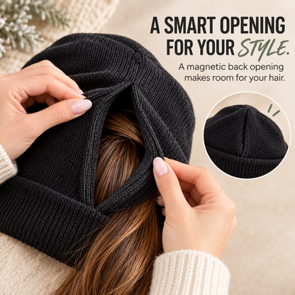 ❄️ Women’s Winter Knit Ponytail Beanie with Magnetic Opening