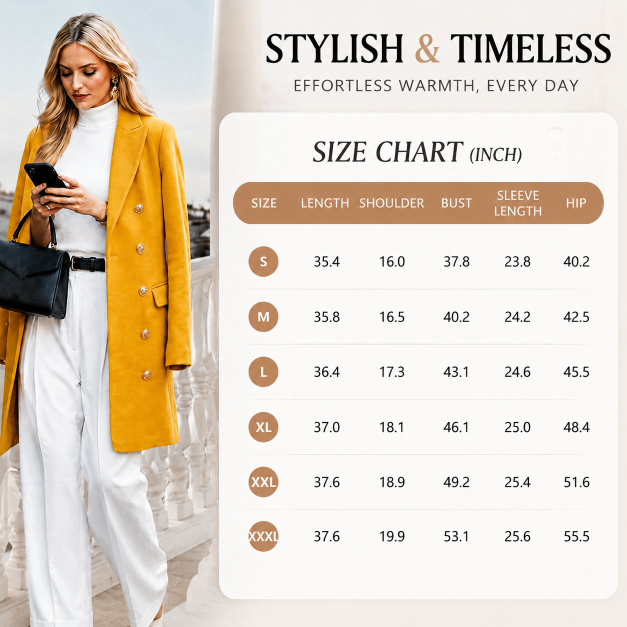 Women's Slim-Fit Double-Breasted Wool-Blend Peacoat