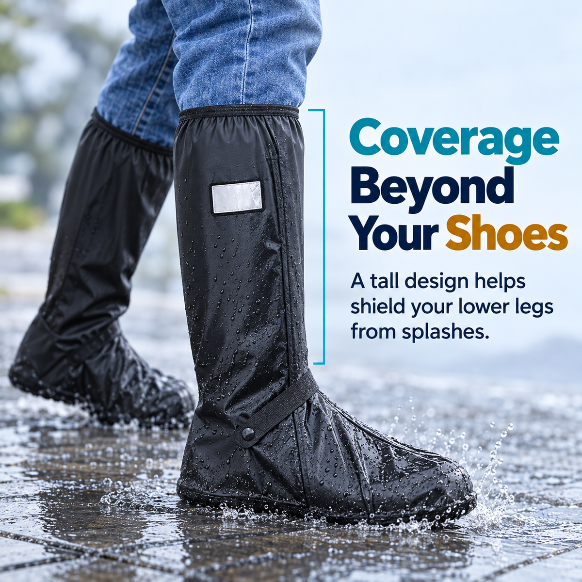 All-Weather Waterproof Shoe Covers for Men & Women ☔ | Non-Slip Tall Rain Boot Guards with Secure Fit 👟