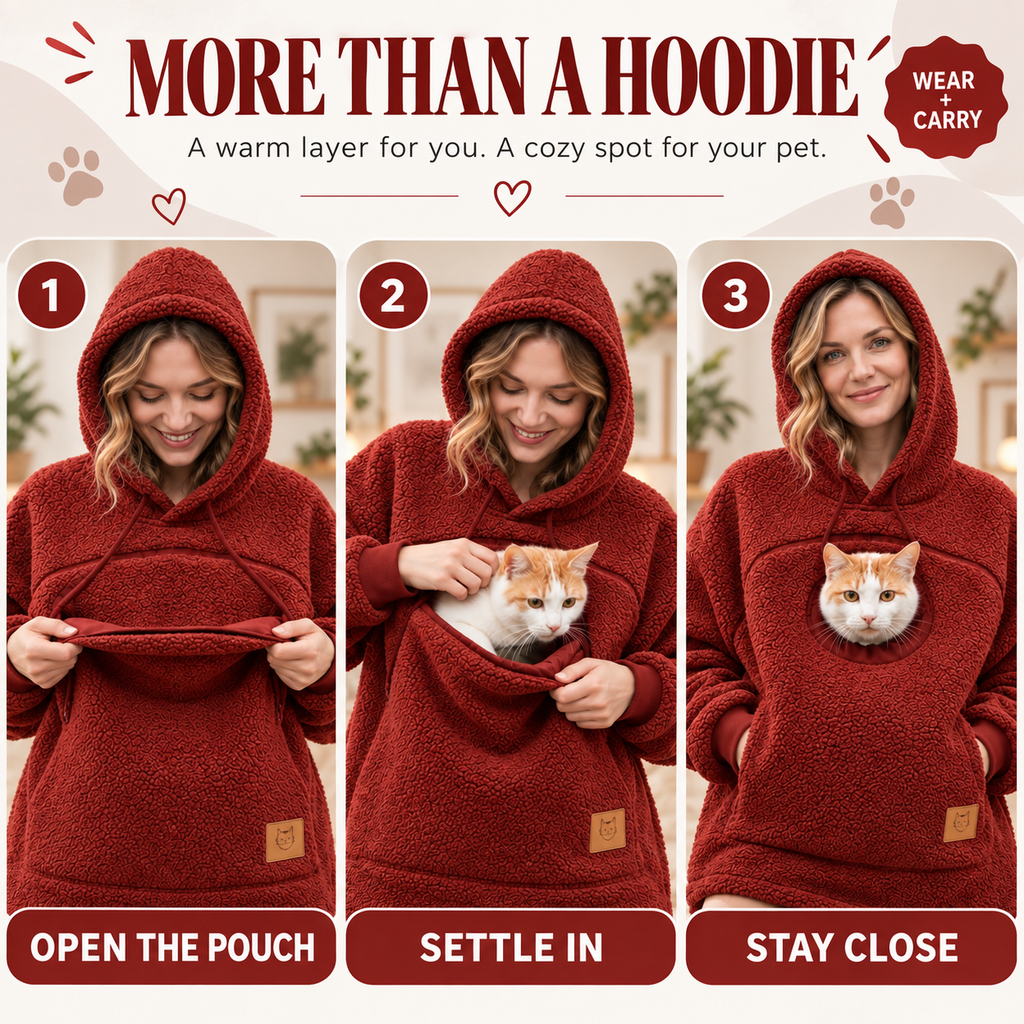 🐾 Unisex Cozy Sherpa Pet Pouch Hoodie for Cats & Small Dogs