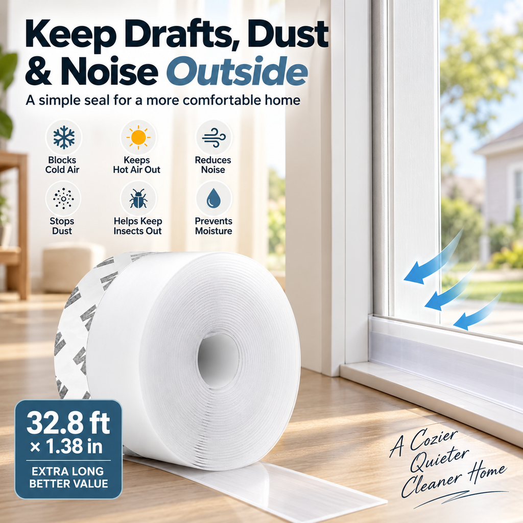 🔥32.8Ft Door Weather Stripping | Adhesive Draft Stopper Seal Strip for Doors, Windows & Shower Doors