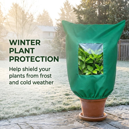 Plant Frost Protection Cover with Clear Window – Reusable Winter Freeze & Cold Weather Plant Protector