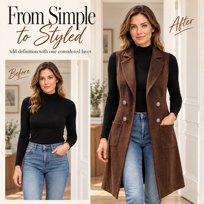Women’s Vintage Suede-Look Longline Vest