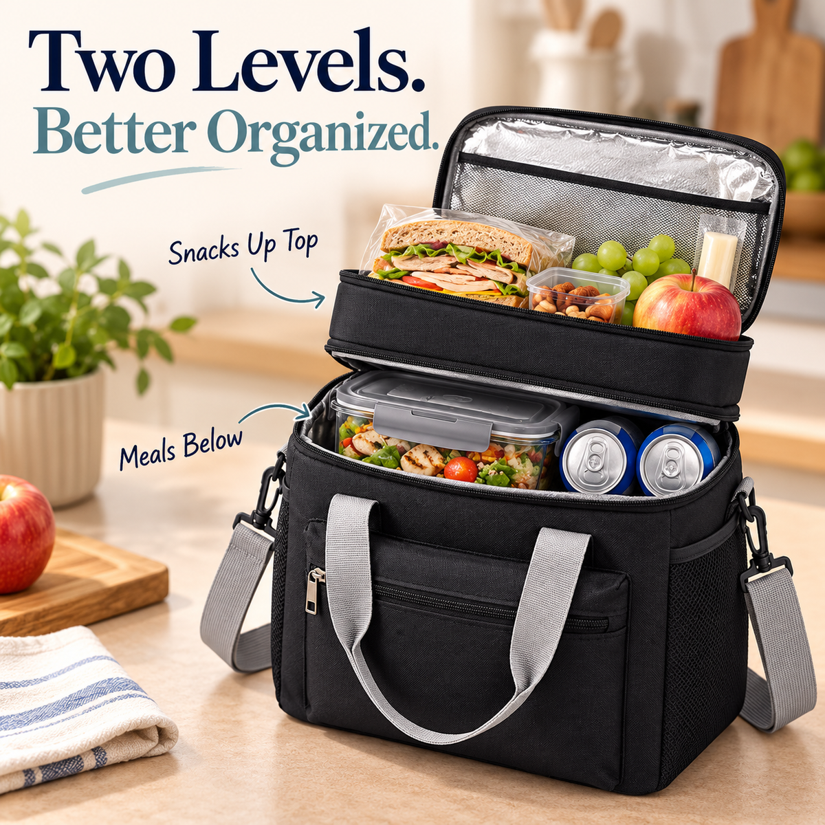 🍱 Dual-Layer Insulated Lunch Bag | Leakproof Cooler Tote with Strap ❄️