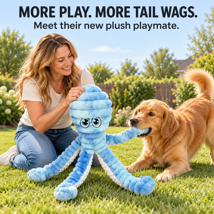 Interactive Octopus Dog Toy – Squeaky, Crinkle & Soft Plush Fun for Happy Pups