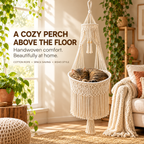 Handwoven Macramé Hanging Cat Bed for Cozy Elevated Lounging