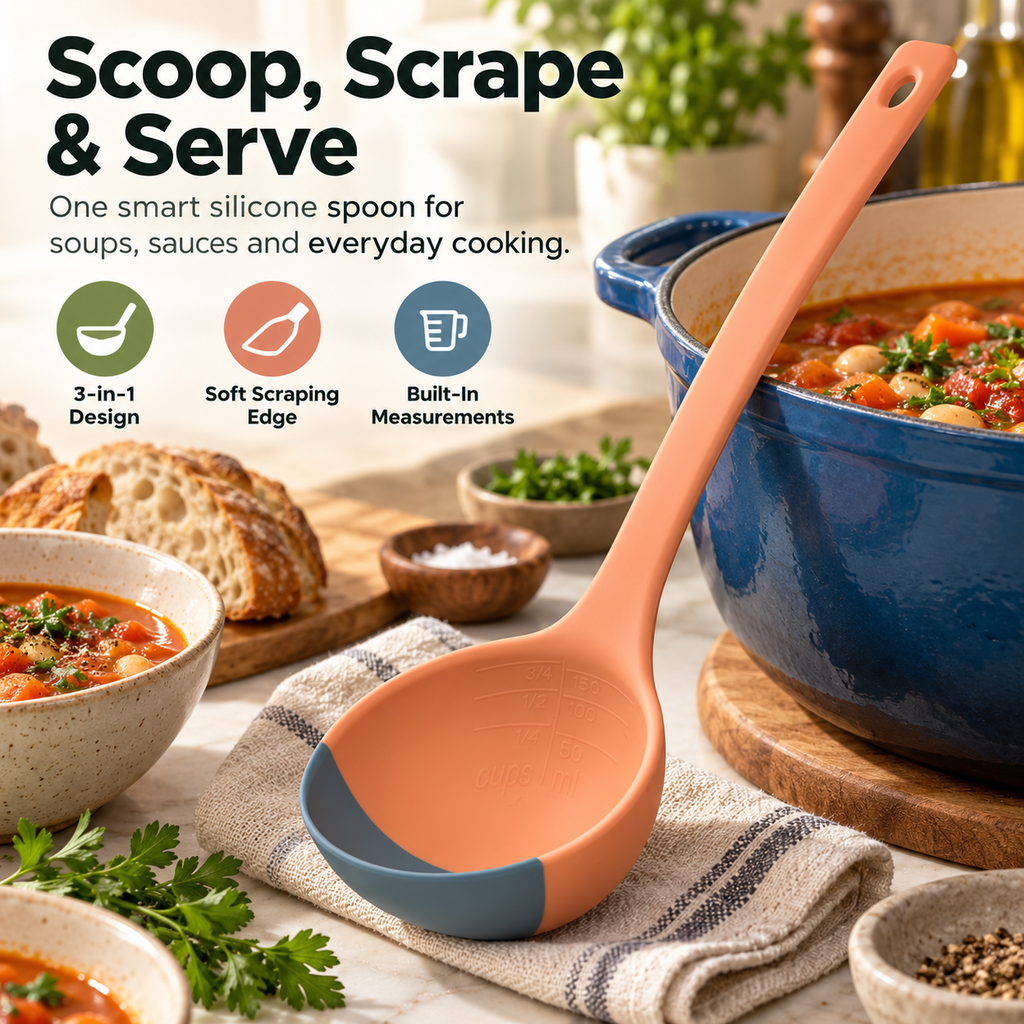 3-in-1 Silicone Ladle & Scraper Spoon