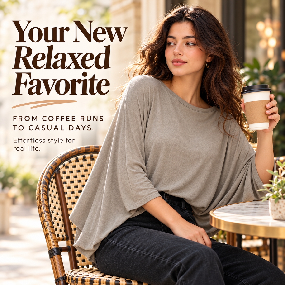 ✨ Oversized Batwing Sleeve Tee – Relaxed Fit, Effortless Style! 💕