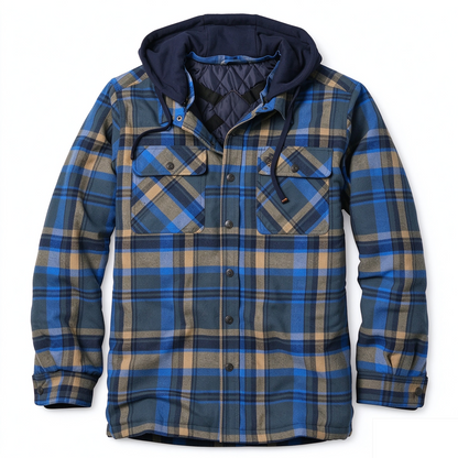Men’s Quilted Flannel Hooded Shirt Jacket