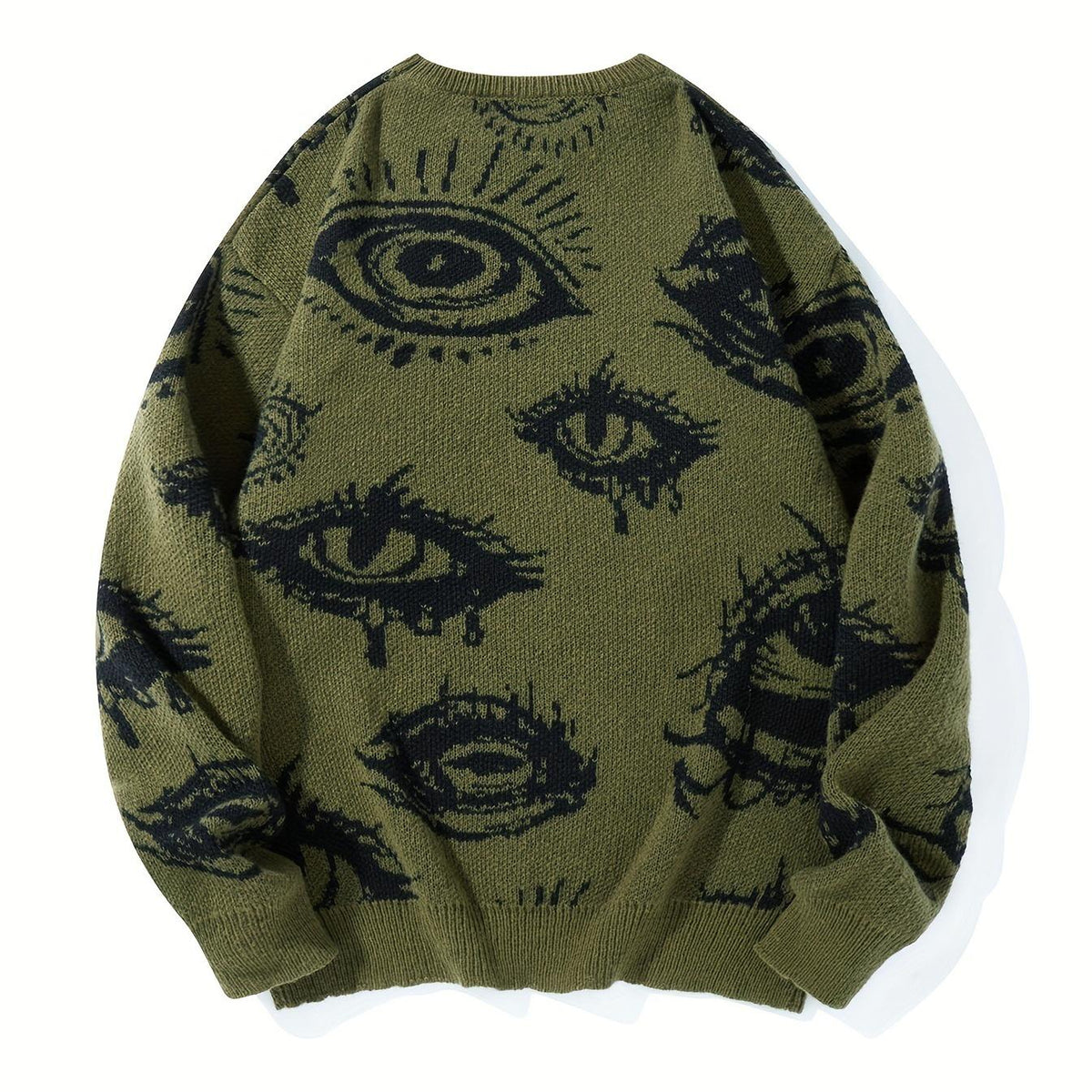 All-Over Eye Graphic Oversized Knit Sweater