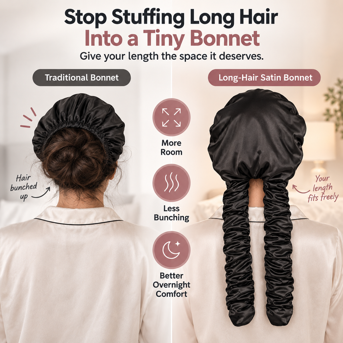 Long Hair Satin Sleep Bonnet – Protect Your Style & Wake Up Smooth ✨