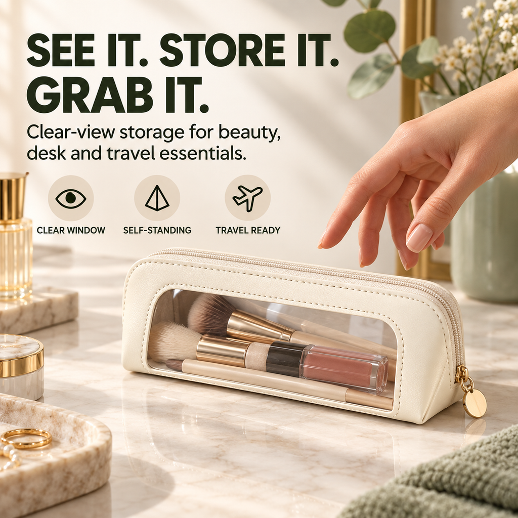 Multifunctional Portable Makeup Brush and Cosmetic Zippered Organizer Bag