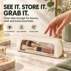 Multifunctional Portable Makeup Brush and Cosmetic Zippered Organizer Bag