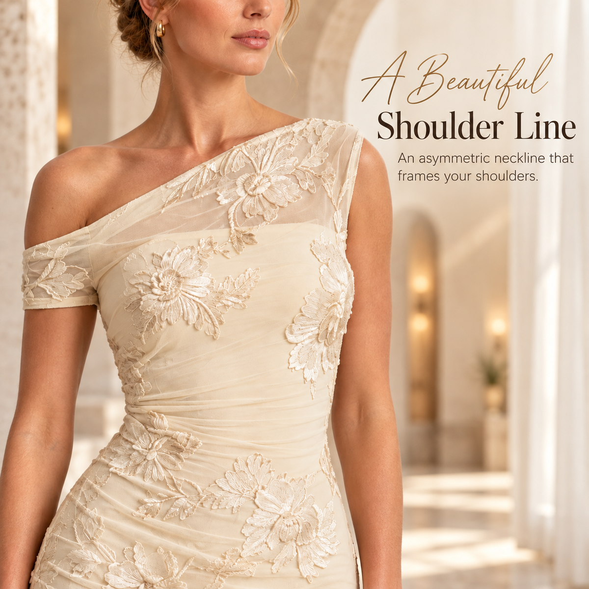 Elegant Asymmetric One-Shoulder 3D Floral Mesh Maxi Dress for Evening Formal Events