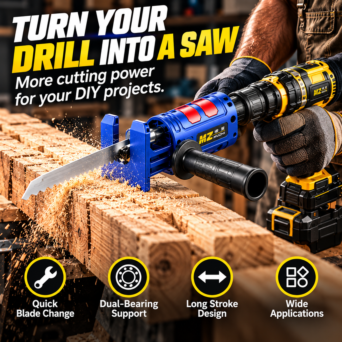 🔧 Drill to Reciprocating Saw Adapter – Turn Your Drill Into a Power Saw! 🪚