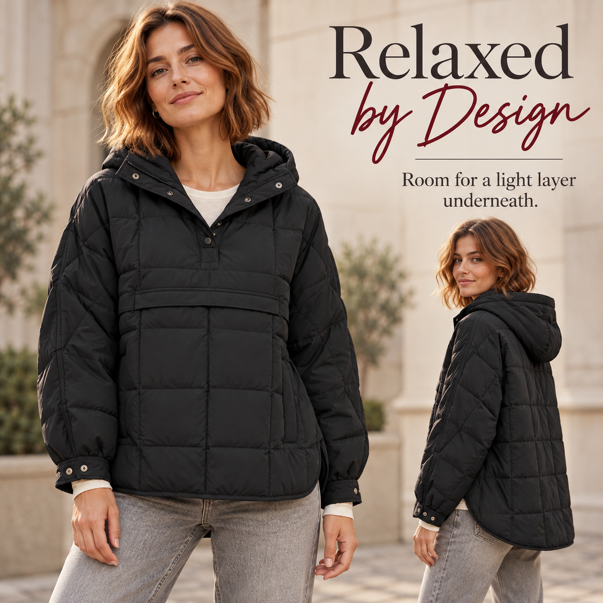 Tanming Women's Lightweight Quilted Hooded Anorak Jacket