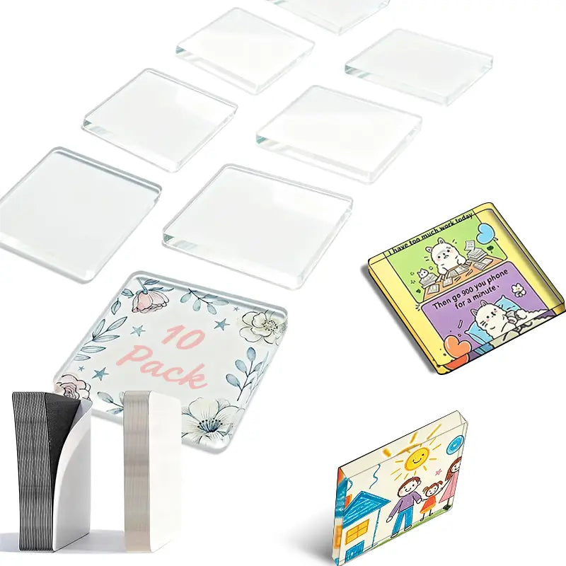 📸 Freeze Your Beautiful Memories | 10pcs Clear Acrylic Magnetic DIY Photo Frames for Fridge ✨