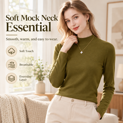 Women's Slim-Fit Mock Neck Knit Top （3pack）