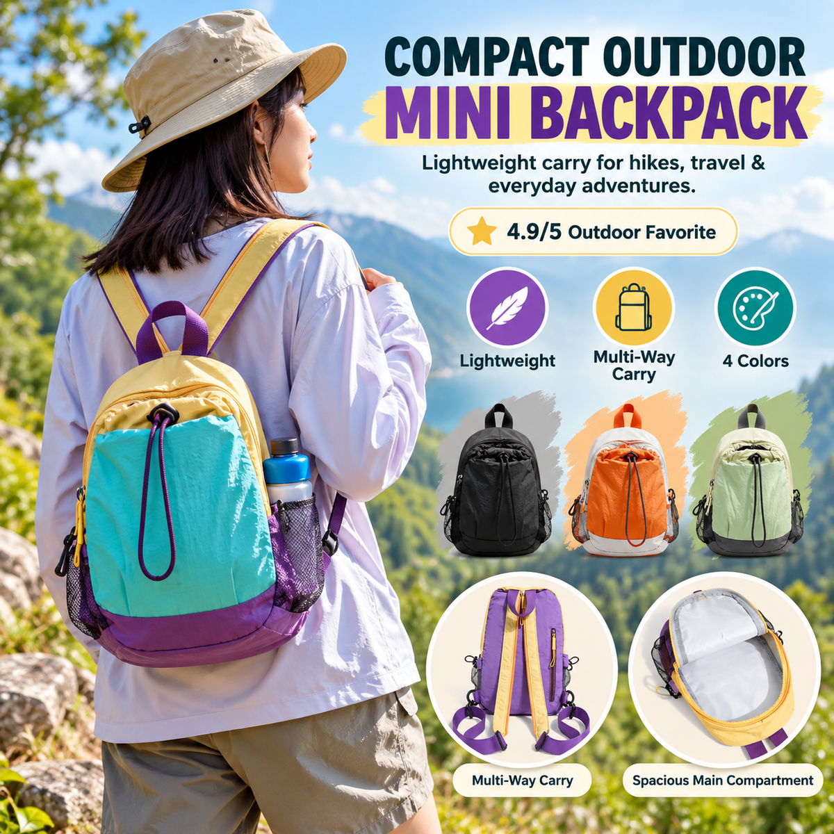 Lightweight Outdoor Mini Backpack – Compact, Splash-Resistant & Ready for Every Adventure