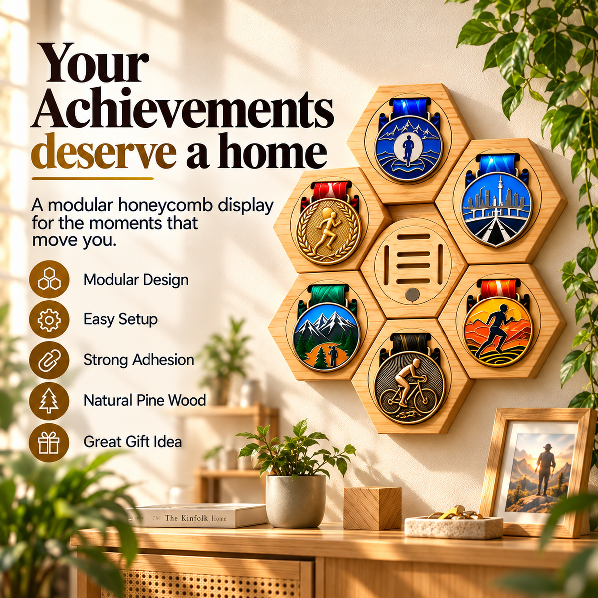 🏆✨No-Drill Wooden Medal Display Holder – Celebrate Every Achievement! 🎉