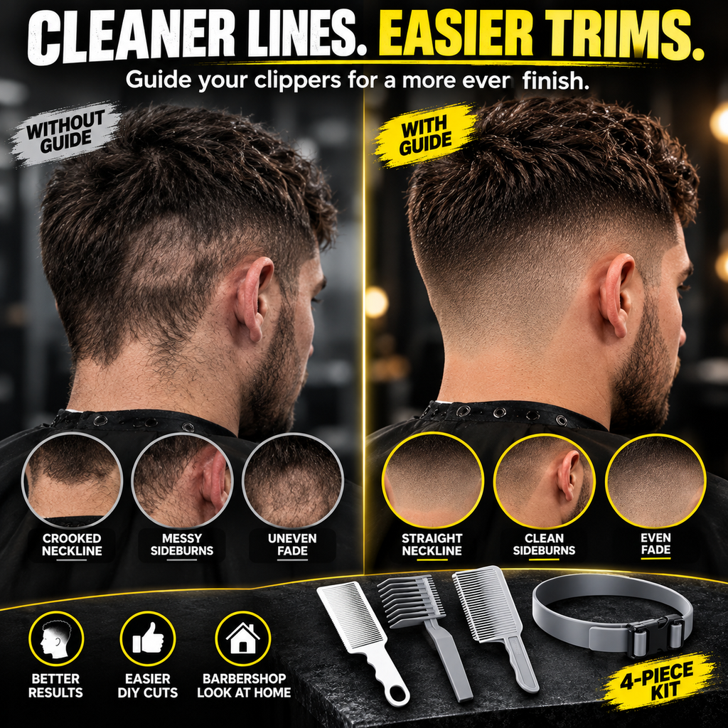 ✂️ 4-Piece Hair Cutting Guide Kit – Adjustable Home Barber Set