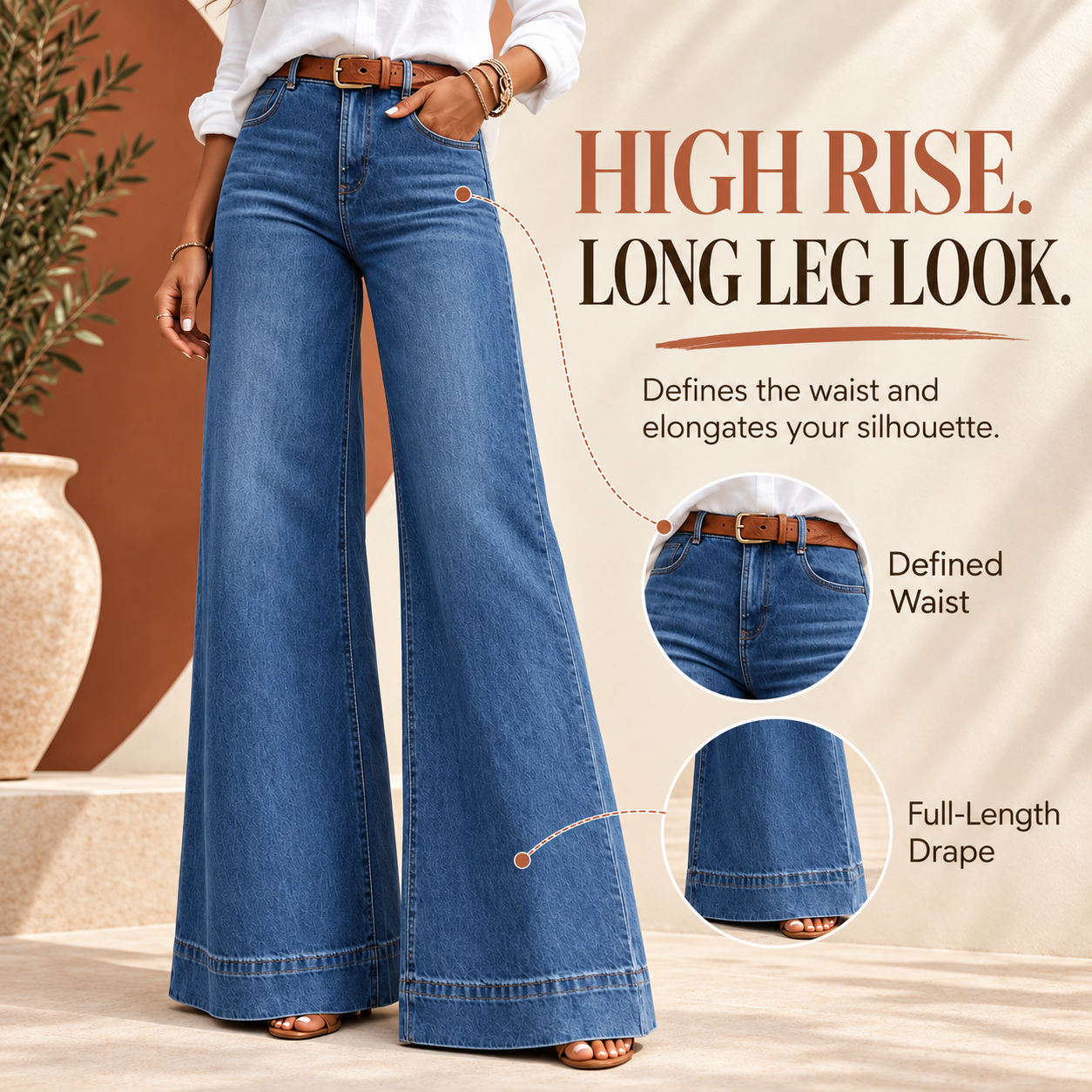 High Waist Elastic Loose Fit Jeans | Casual Everyday Denim & All-Season Comfort