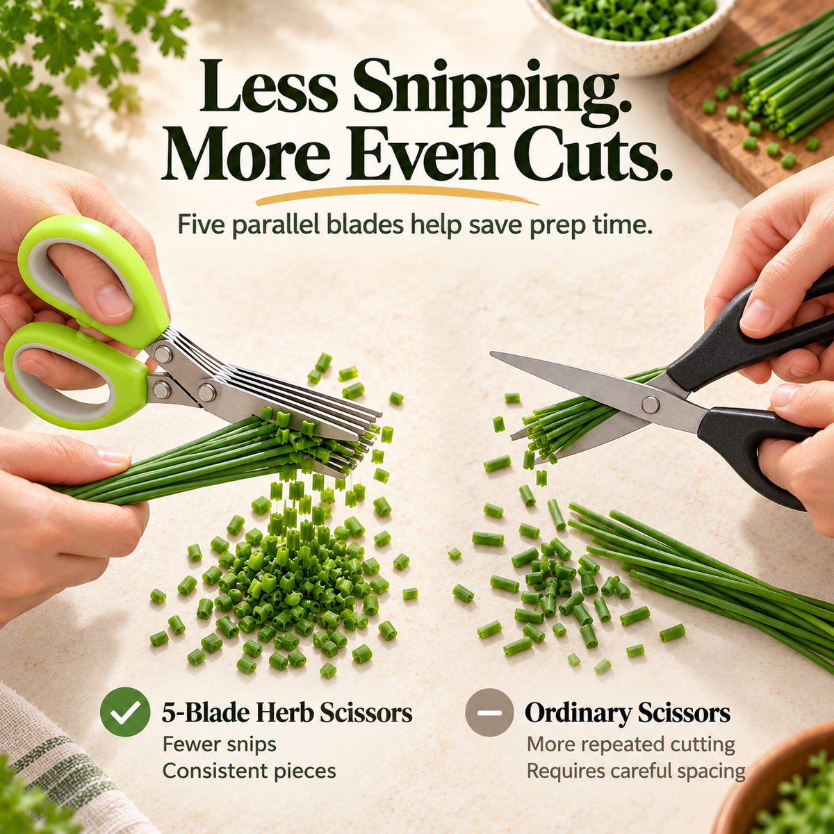 🌿 Professional Multi-Blade Herb Scissors Set  – Includes FREE Cleaning Comb! ✂️
