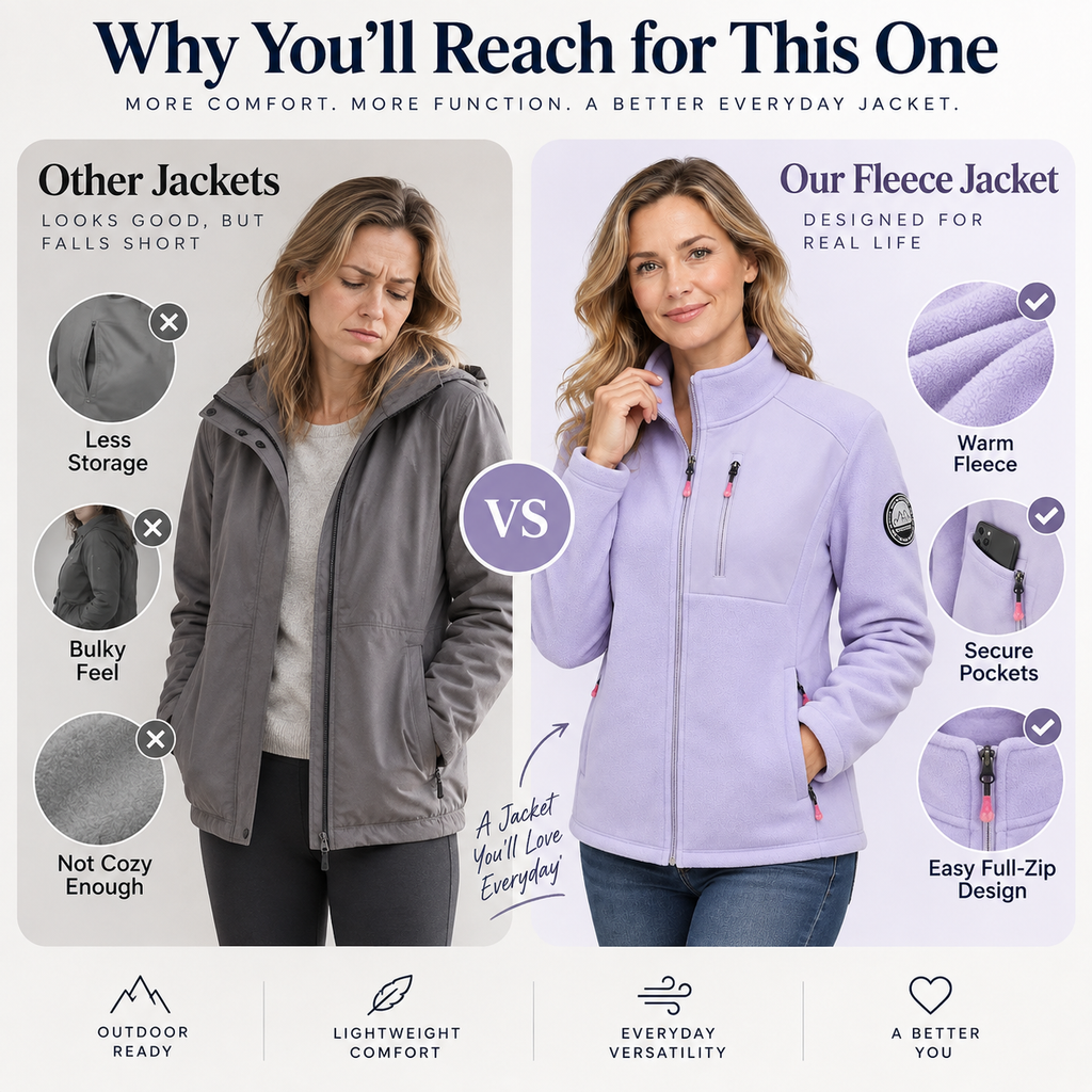 Women's Full-Zip Fleece Jacket with Warm Thermal Lining