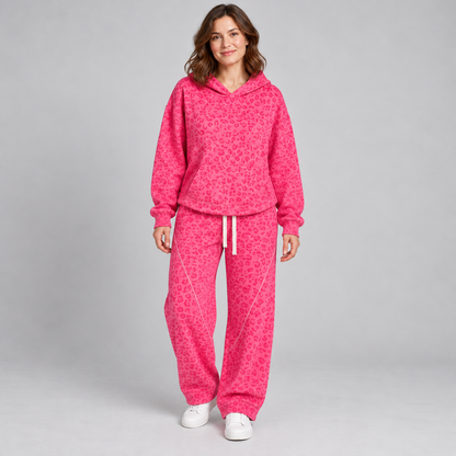 🐆 Leopard Print 2-Piece Set – Relaxed Hoodie & Drawstring Pants